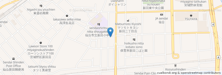 Mapa de ubicacion de 中華食堂 香龍 en 日本, 宮城県, 仙台市, 宮城野区.