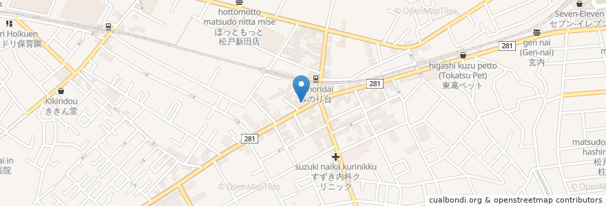 Mapa de ubicacion de あかね歯科クリニック en Japan, Präfektur Chiba, 松戸市.