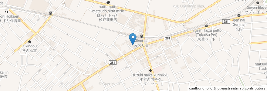 Mapa de ubicacion de しちりん en Japan, Chiba Prefecture, Matsudo.