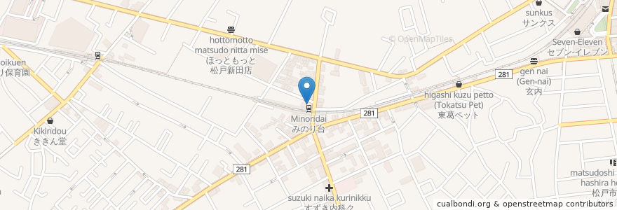 Mapa de ubicacion de 一心飯店 en Япония, Тиба, 松戸市.