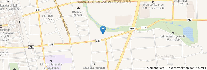 Mapa de ubicacion de 高坂神社 en 日本, 埼玉県, 東松山市.