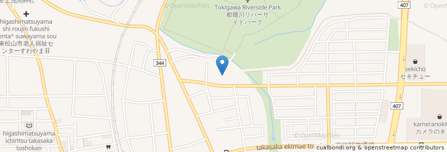 Mapa de ubicacion de 高済寺 en 日本, 埼玉県, 東松山市.