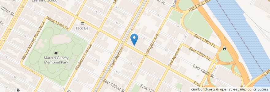 Mapa de ubicacion de 2 Bros. Pizza en الولايات المتّحدة الأمريكيّة, نيويورك, New York, New York County, Manhattan, Manhattan Community Board 11.