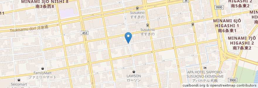 Mapa de ubicacion de だるま en Japón, Prefectura De Hokkaidō, 石狩振興局, Sapporo, 中央区.