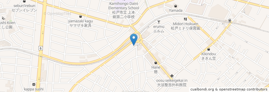 Mapa de ubicacion de 風味宴 en Japonya, 千葉県, 松戸市.