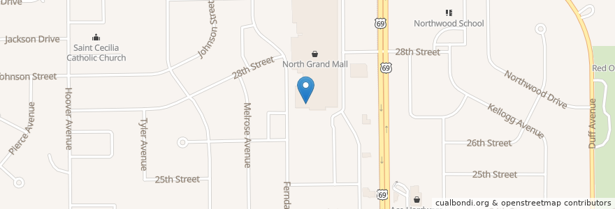 Mapa de ubicacion de North Grand Cinema en 美利坚合众国/美利堅合眾國, 艾奥瓦州, Story County, Ames.