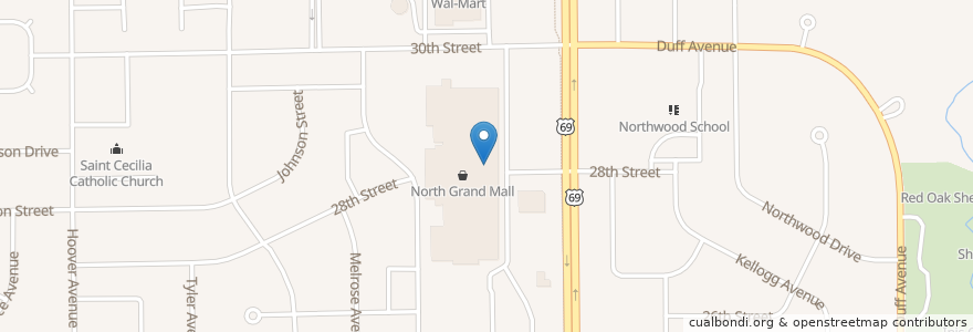 Mapa de ubicacion de Flame 'n' Skewer en Estados Unidos De América, Iowa, Story County, Ames.