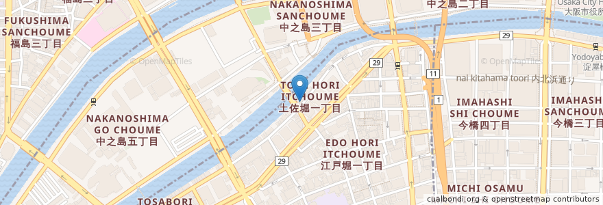 Mapa de ubicacion de 赤恋灯 en Japon, Préfecture D'Osaka, 大阪市, 北区.