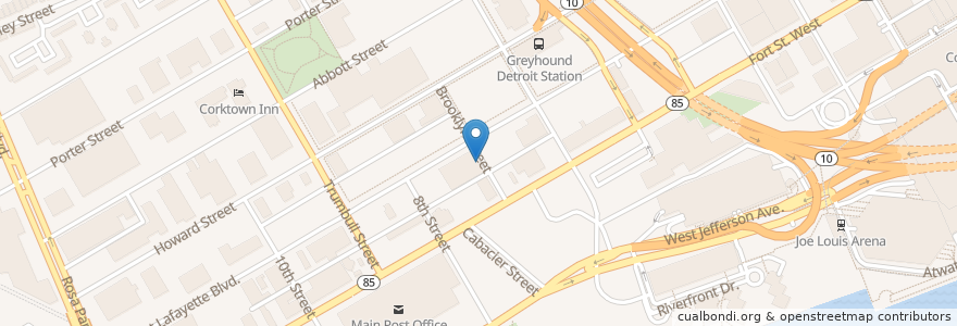 Mapa de ubicacion de Studio Detroit en Estados Unidos Da América, Michigan, Wayne County, Detroit.