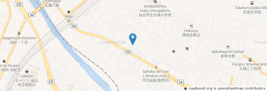 Mapa de ubicacion de 浜田クリニック en 日本, 宮城県, 仙台市, 若林区.