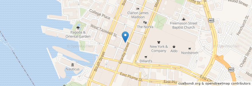 Mapa de ubicacion de Granby Street Pizza en Verenigde Staten, Virginia, Norfolk.