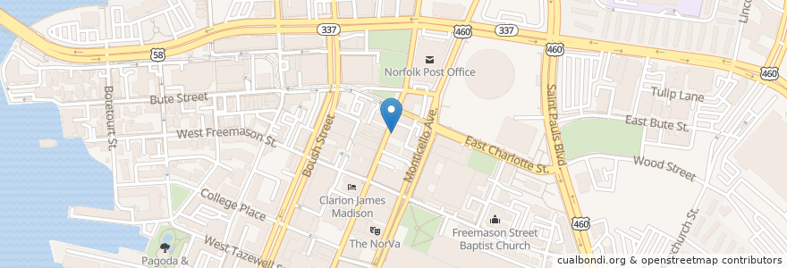 Mapa de ubicacion de Scotty Quixx en アメリカ合衆国, バージニア州, Norfolk.