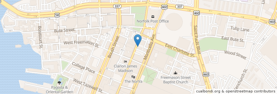 Mapa de ubicacion de Domino's Pizza en ایالات متحده آمریکا, ویرجینیا, Norfolk.