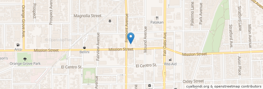 Mapa de ubicacion de Chevron en 美利坚合众国/美利堅合眾國, 加利福尼亚州/加利福尼亞州, 洛杉矶县, South Pasadena.