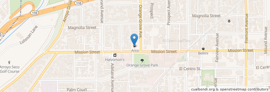 Mapa de ubicacion de Arco en 美利坚合众国/美利堅合眾國, 加利福尼亚州/加利福尼亞州, 洛杉矶县, South Pasadena.