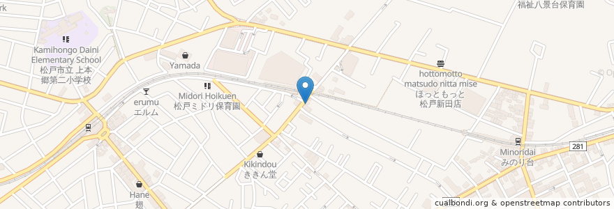 Mapa de ubicacion de 地球屋 en Japonya, 千葉県, 松戸市.