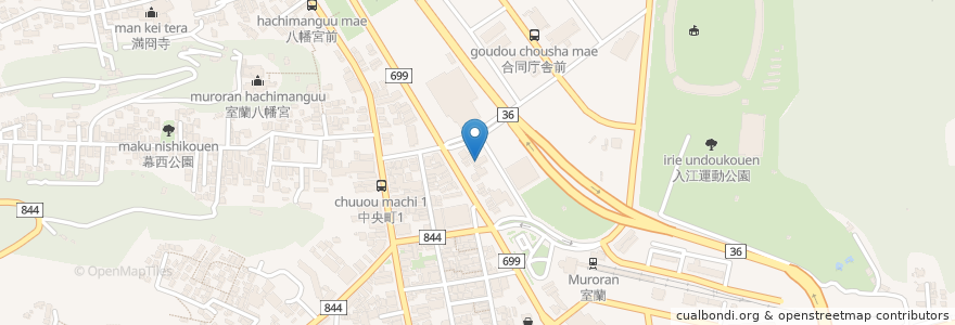 Mapa de ubicacion de 澤崎眼科 en 日本, 北海道, 膽振綜合振興局, 室蘭市.