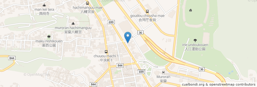 Mapa de ubicacion de 海岸町歯科クリニック en اليابان, محافظة هوكايدو, 胆振総合振興局, 室蘭市.