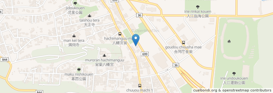 Mapa de ubicacion de 小がね en Japón, Prefectura De Hokkaidō, 胆振総合振興局, 室蘭市.