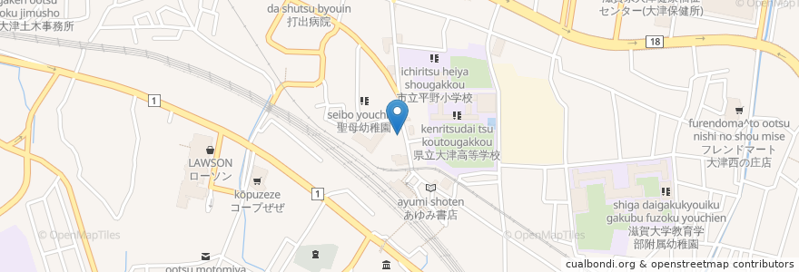 Mapa de ubicacion de 鳥貴族 膳所店 en Japon, Préfecture De Shiga, 大津市.
