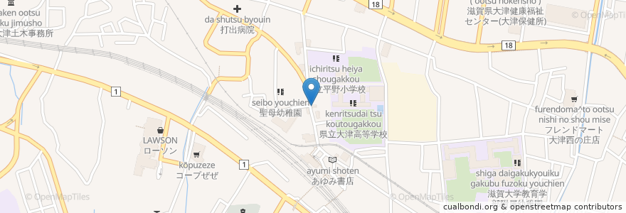 Mapa de ubicacion de 膳所ハート薬局 en Japan, Shiga Prefecture, Otsu.