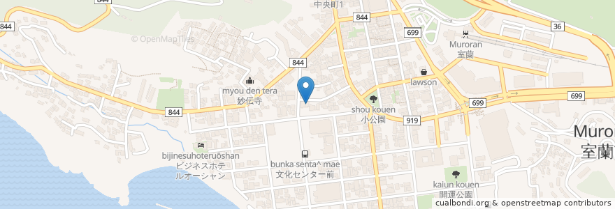 Mapa de ubicacion de みのる寿司 en Japonya, 北海道, 胆振総合振興局, 室蘭市.