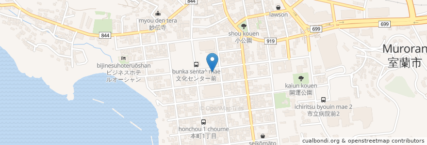 Mapa de ubicacion de みどり薬局 en 日本, 北海道, 胆振総合振興局, 室蘭市.