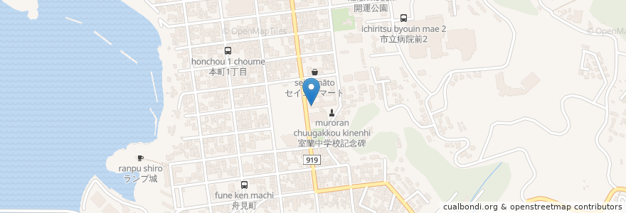Mapa de ubicacion de ふれあいの家 en 日本, 北海道, 膽振綜合振興局, 室蘭市.