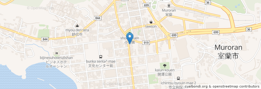 Mapa de ubicacion de どるちえ en ژاپن, 北海道, 胆振総合振興局, 室蘭市.