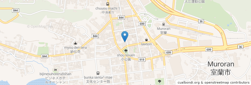Mapa de ubicacion de 新羅館 en Japan, 北海道, 胆振総合振興局, 室蘭市.