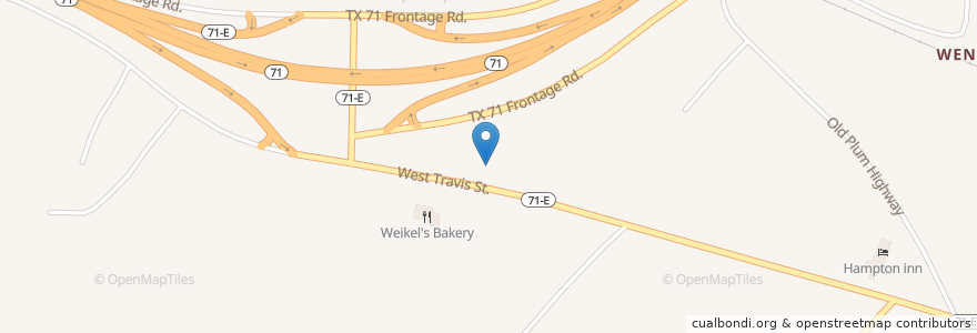 Mapa de ubicacion de Pizza Hut en United States, Texas, Fayette County.