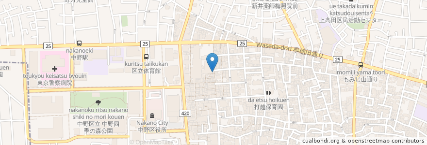 Mapa de ubicacion de 焼肉屋マルキ市場 en Japon, Tokyo, 中野区.