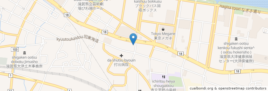 Mapa de ubicacion de 国際経営情報専門学校 en ژاپن, 滋賀県, 大津市.