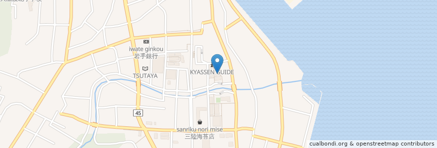 Mapa de ubicacion de 海山酒場 en Japan, 岩手県, 大船渡市.