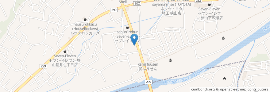 Mapa de ubicacion de 伝説のすた丼屋 狭山店 en 일본, 사이타마현, 狭山市.