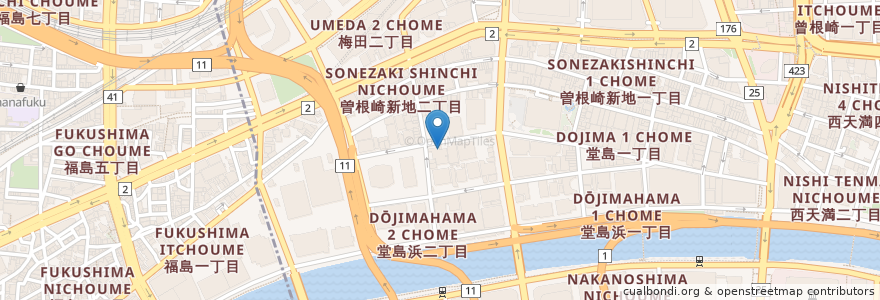 Mapa de ubicacion de 地鶏旬菜 心水 en اليابان, أوساكا, أوساكا, 北区.