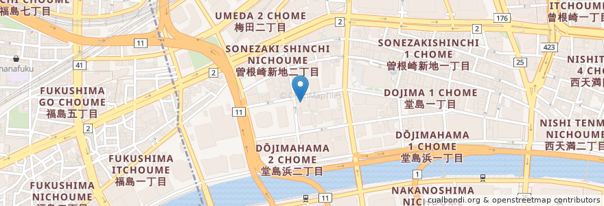 Mapa de ubicacion de 堂島かつの en Japão, 大阪府, 大阪市, 北区.