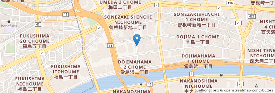 Mapa de ubicacion de 鉄板料理 要 en 日本, 大阪府, 大阪市, 北区.