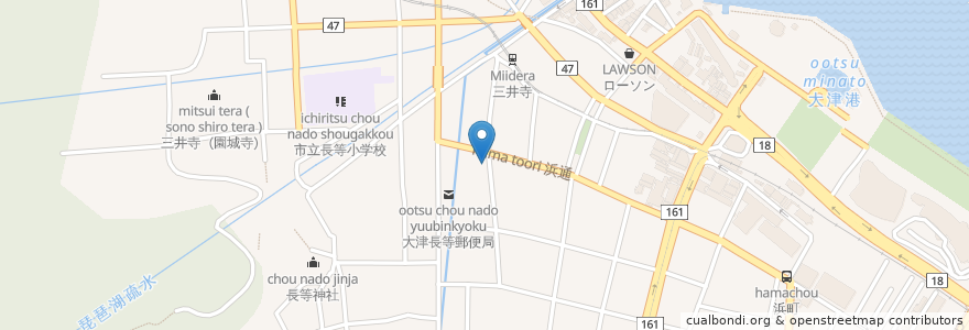 Mapa de ubicacion de 琉球Cafedeko 町屋esthedeko en ژاپن, 滋賀県, 大津市.