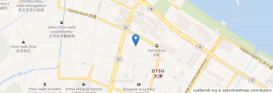 Mapa de ubicacion de おで湖 en 日本, 滋賀県, 大津市.