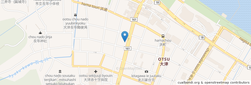 Mapa de ubicacion de 滋賀銀行 en Japan, Präfektur Shiga, 大津市.