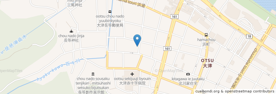 Mapa de ubicacion de 長等二丁目 en Japón, Prefectura De Shiga, 大津市.