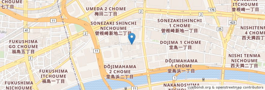 Mapa de ubicacion de 有酒魚ぐあん en Japonya, 大阪府, 大阪市, 北区.