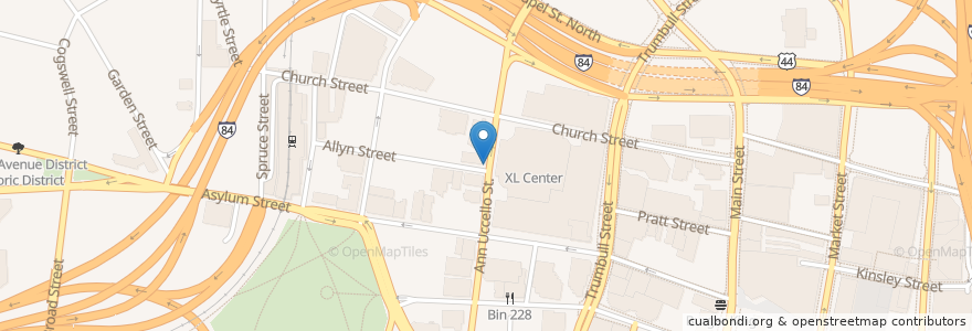Mapa de ubicacion de Agave Restaurant en 미국, 코네티컷, Hartford County, Hartford.