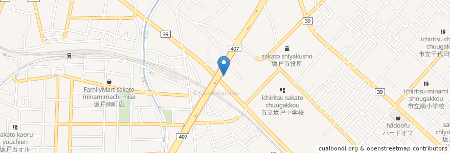 Mapa de ubicacion de 中国料理  中華餃子坊 en Japão, 埼玉県, 坂戸市.