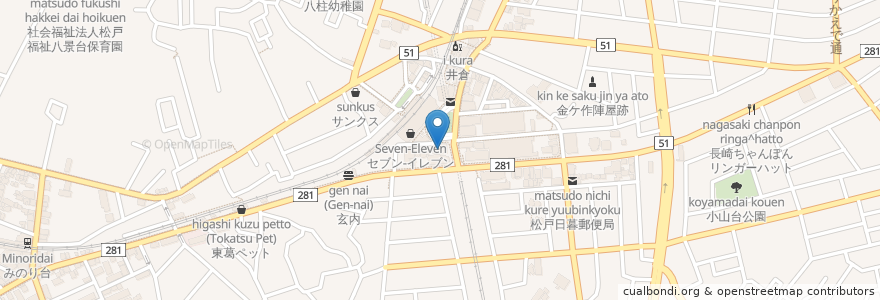Mapa de ubicacion de ポポラマーマ en Jepun, 千葉県, 松戸市.