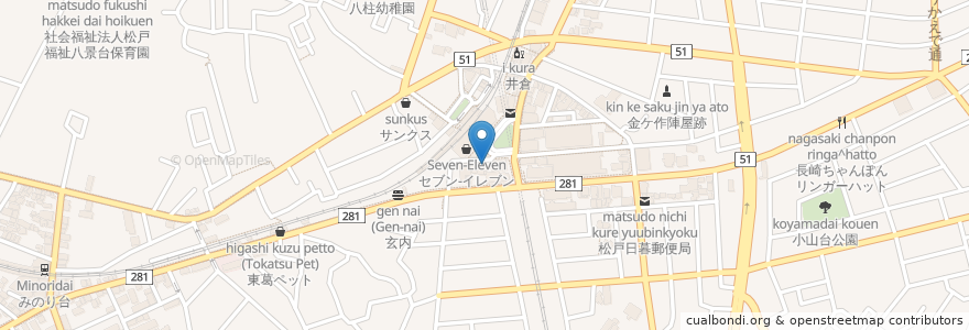 Mapa de ubicacion de 焼鳥日高 en Japon, Préfecture De Chiba, 松戸市.