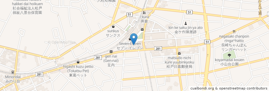 Mapa de ubicacion de さんかい亭 en 日本, 千葉県, 松戸市.