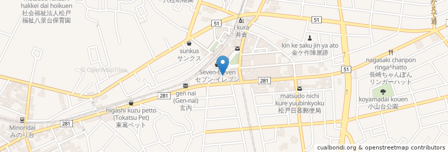 Mapa de ubicacion de カラオケbanban en Jepun, 千葉県, 松戸市.