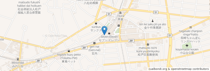 Mapa de ubicacion de 八柱みどりの整形外科 en 日本, 千葉県, 松戸市.